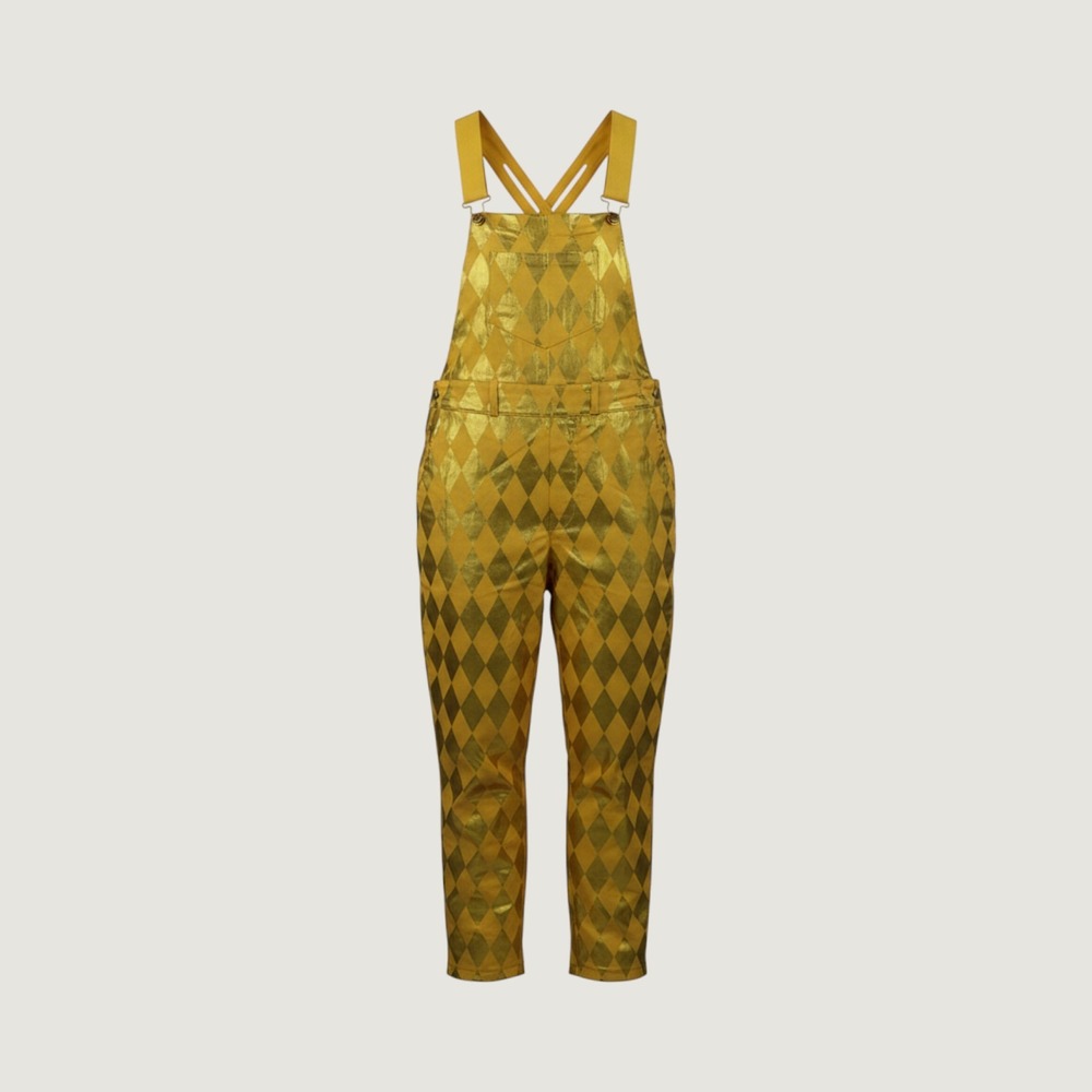 Birds of Prey Harley Quinn Overalls Women Size M Yellow Gold Harlequin Diamond